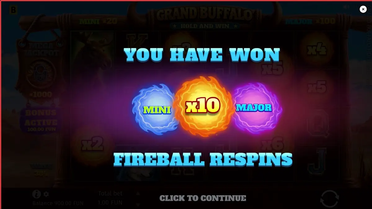 Cenário de deserto e pradaria do slot Grand Buffalo Hold & Win