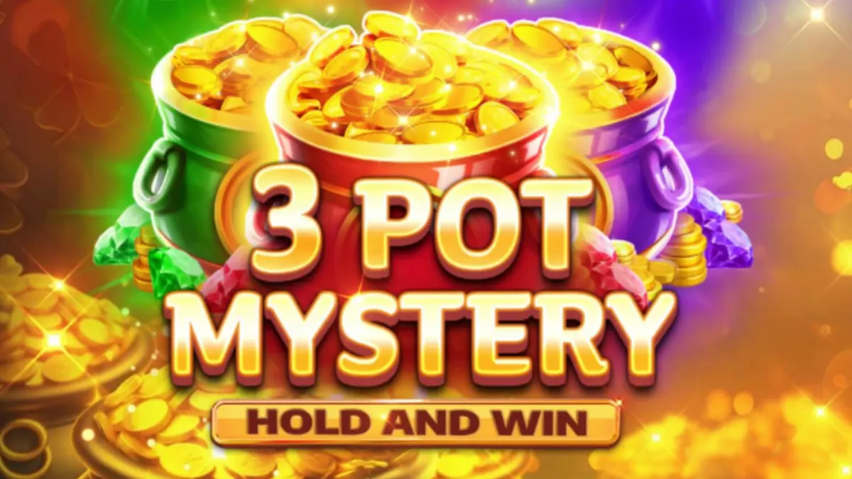 Interface do jogo 3 Pot Mystery Hold and Win com símbolos de mineração